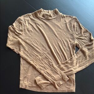 Forever 21 Tan Ribbed Turtleneck Sweater - M